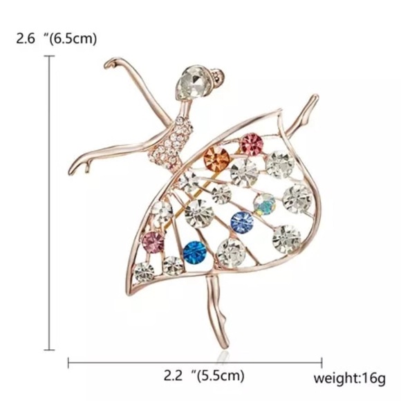 Jewelry - 3/$23 🆕 Rhinestone Dancer Girl Enamel Pin Brooch